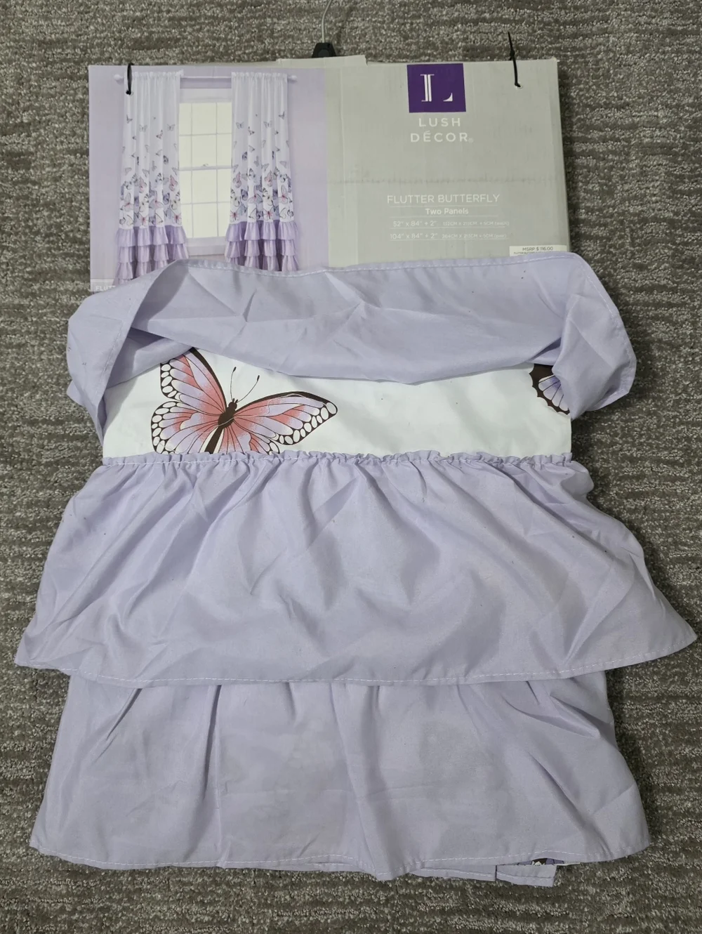 New Lush Decor Lilac Flutter Butterfly Curtains Fairycore Cottage Princesscore